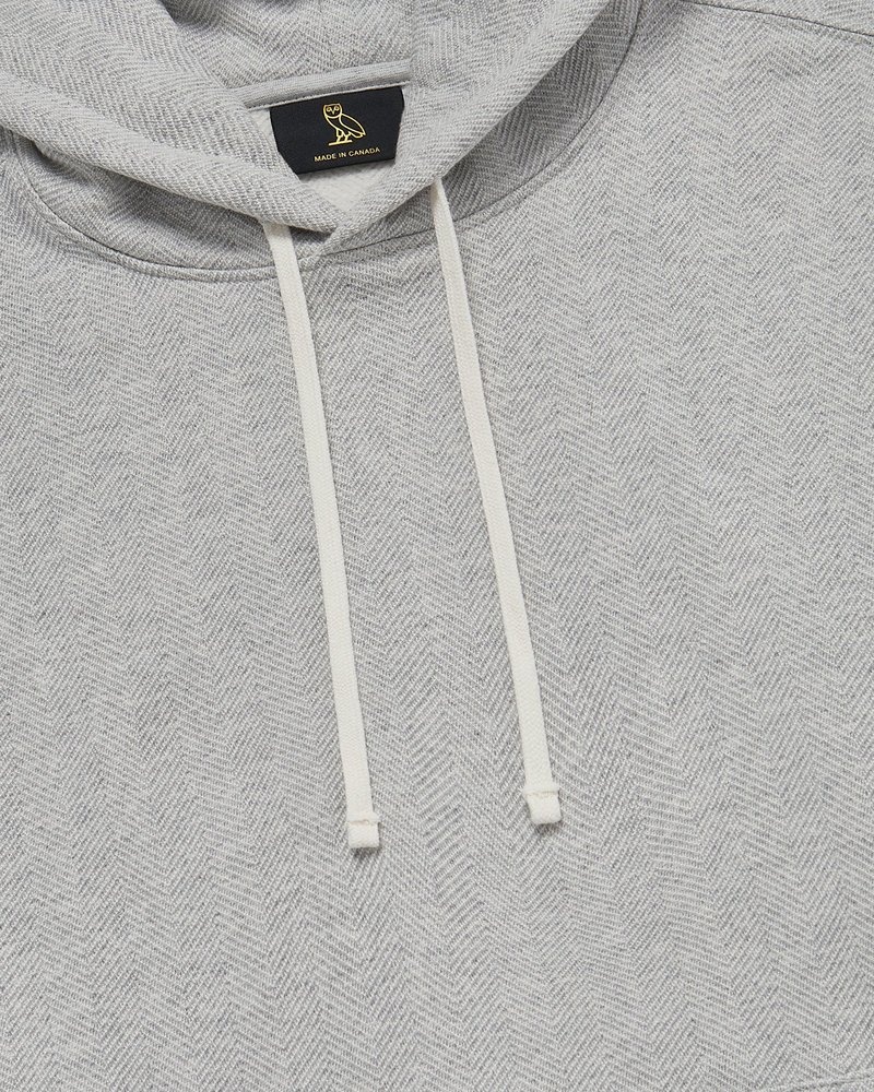 Heather Grey OVO Herringbone Hoodie Sweaters | FF34-X1DZ