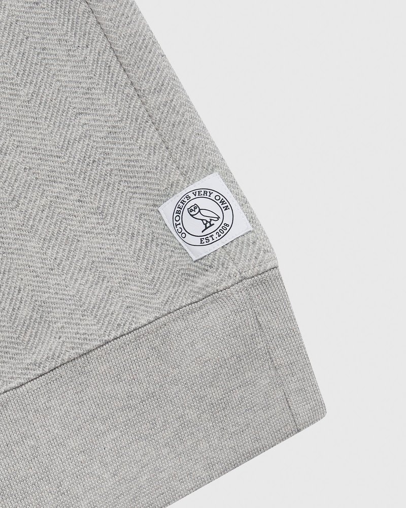 Heather Grey OVO Herringbone Hoodie Sweaters | FF34-X1DZ