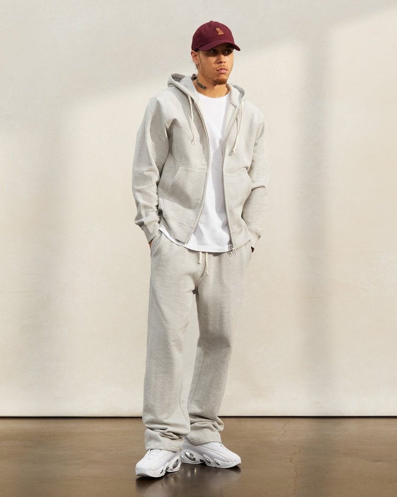 Heather Grey OVO Herringbone Open Hem Sweatpant Bottoms | JU03-Y4WV