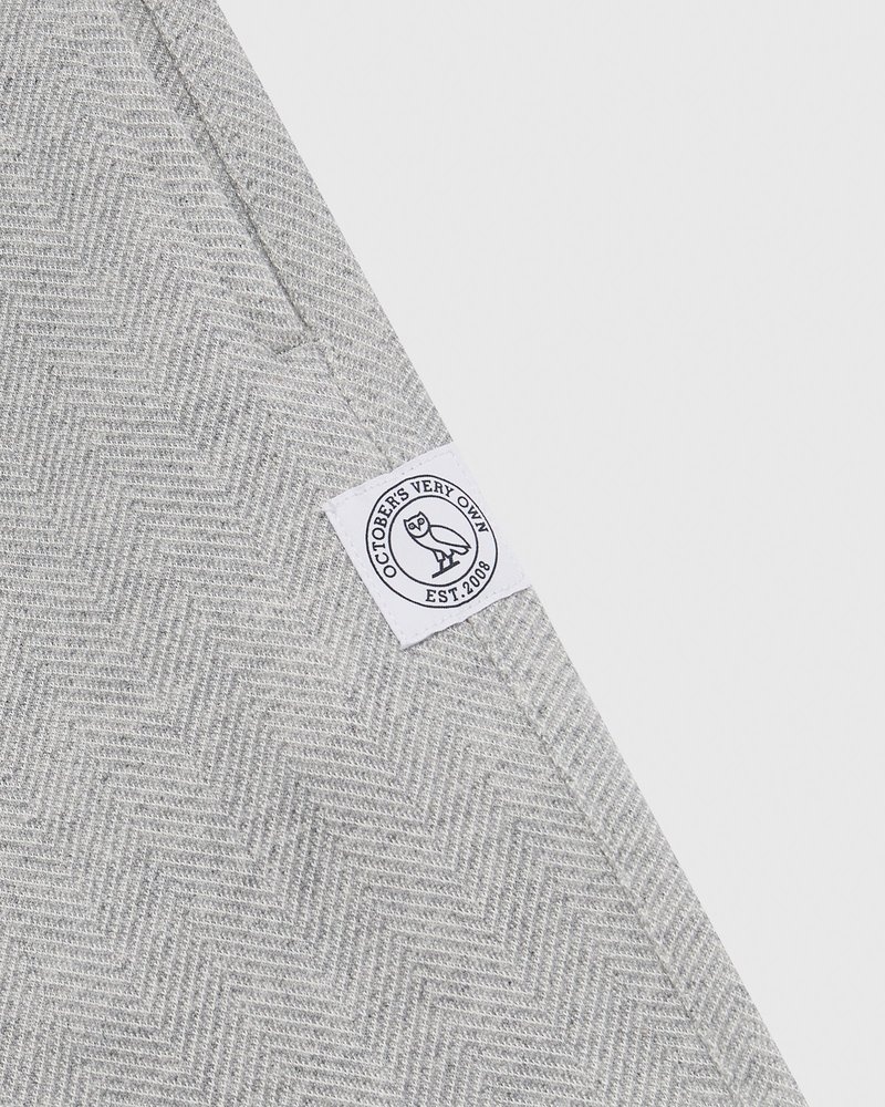 Heather Grey OVO Herringbone Open Hem Sweatpant Bottoms | JU03-Y4WV