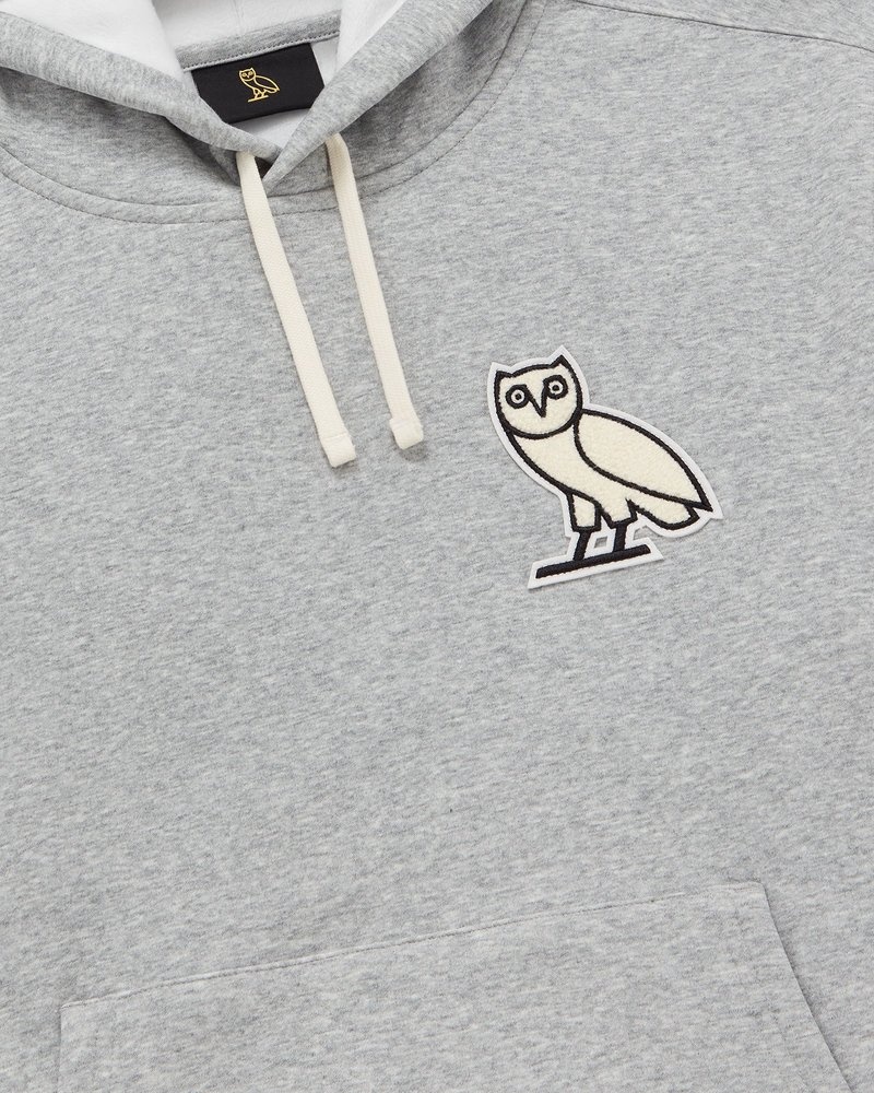 Heather Grey OVO Mini OG Plush Hoodie Sweaters | YP21-M4XI