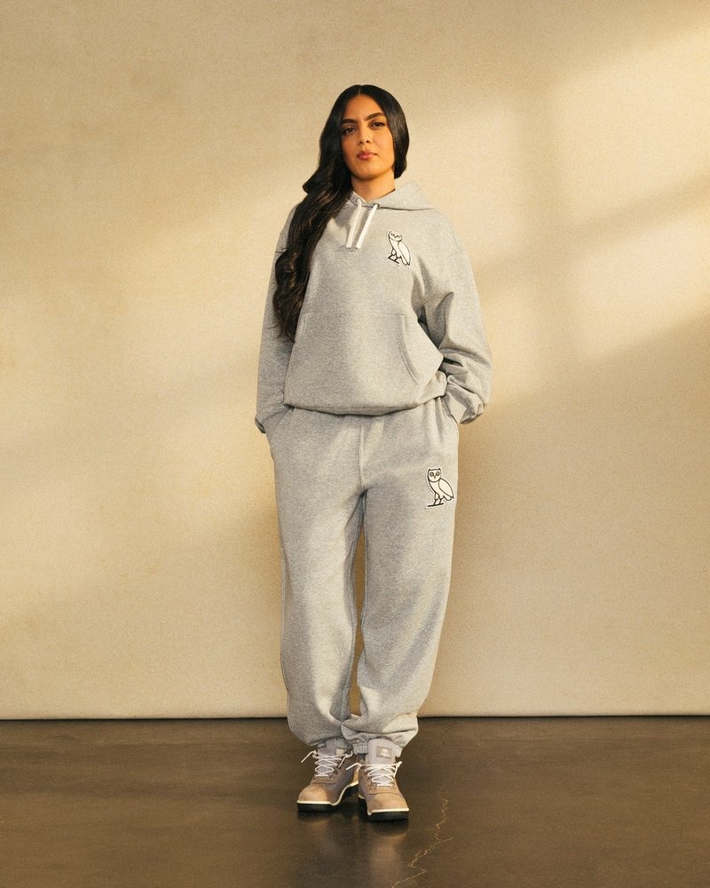 Heather Grey OVO Mini OG Plush Sweatpant Bottoms | MC68-C5DW