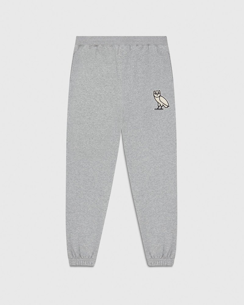 Heather Grey OVO Mini OG Plush Sweatpant Bottoms | MC68-C5DW