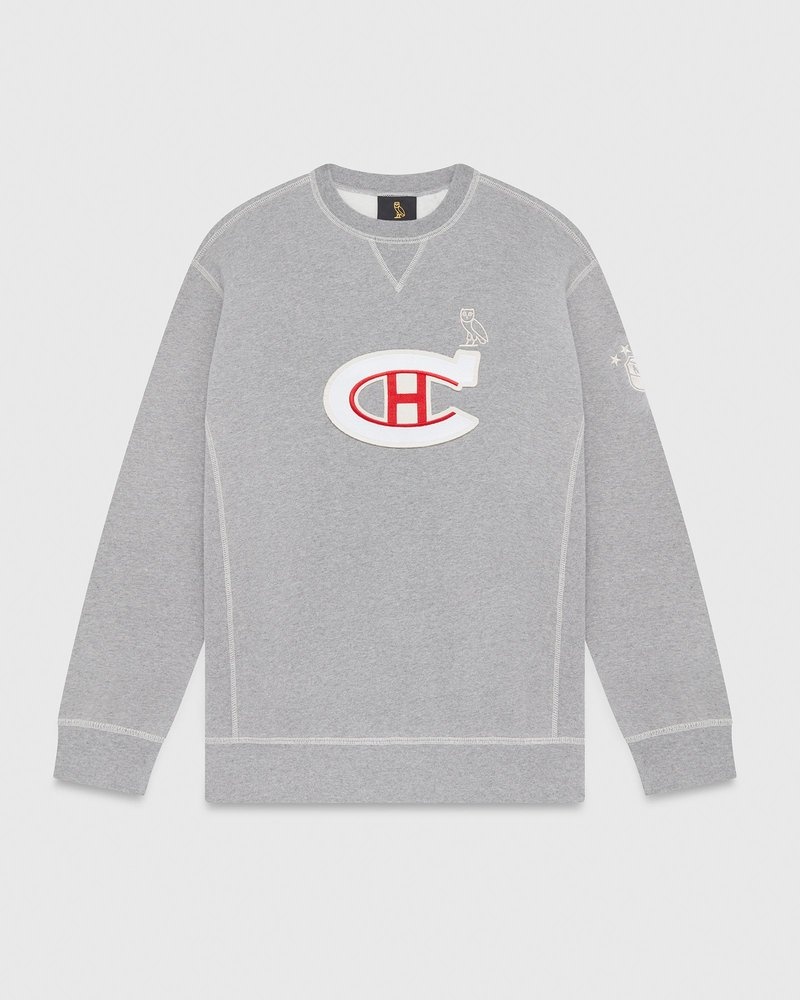 Heather Grey OVO Montreal Canadiens Crewneck Sweaters | GN15-N3SI