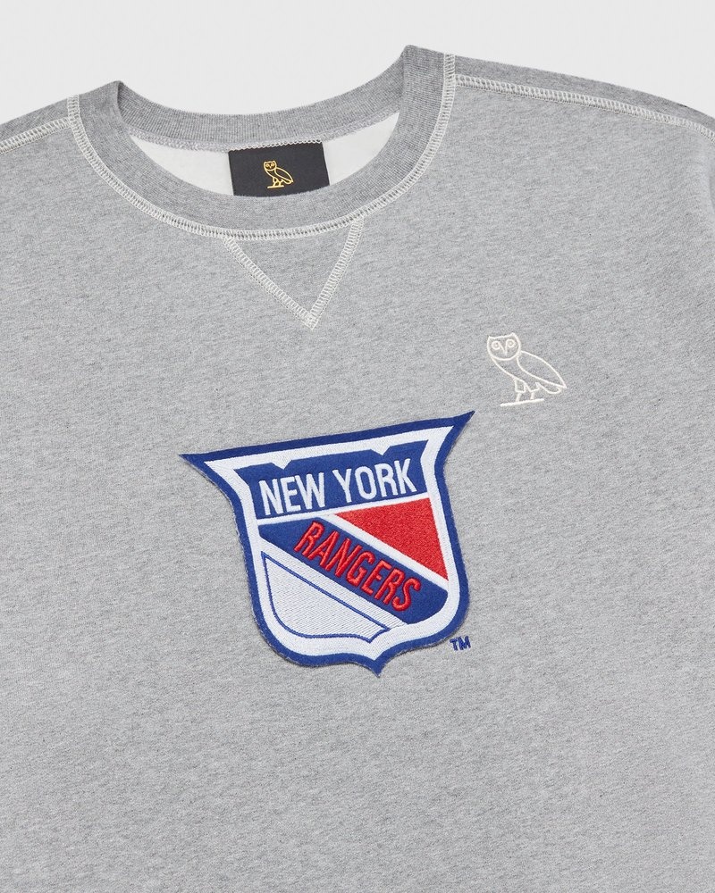 Heather Grey OVO New York Rangers Crewneck Sweaters | LK06-I8TU