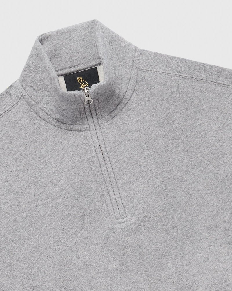 Heather Grey OVO Quarter Zip Mockneck Sweatshirt Sweaters | HH14-K1LF