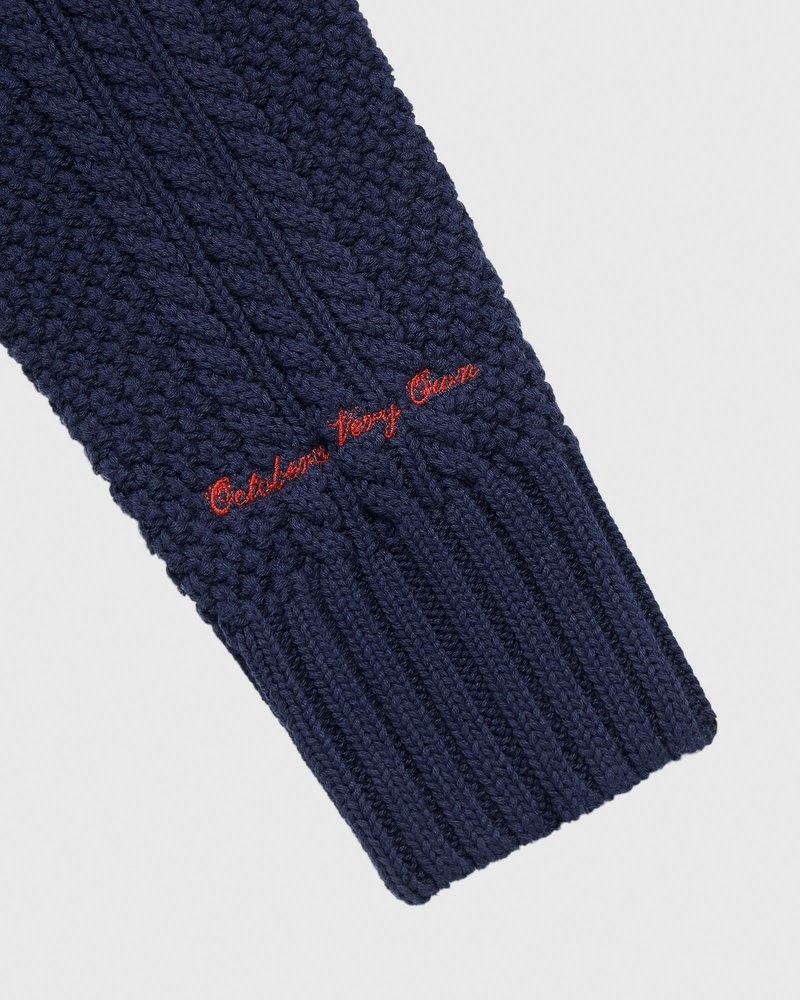 Navy OVO Cable Knit Turtleneck Sweater Tops | LO04-M2HB