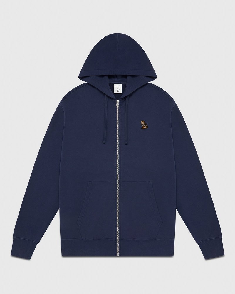 Navy OVO Classic Full-Zip Hoodie Sweaters | TC40-E1JV