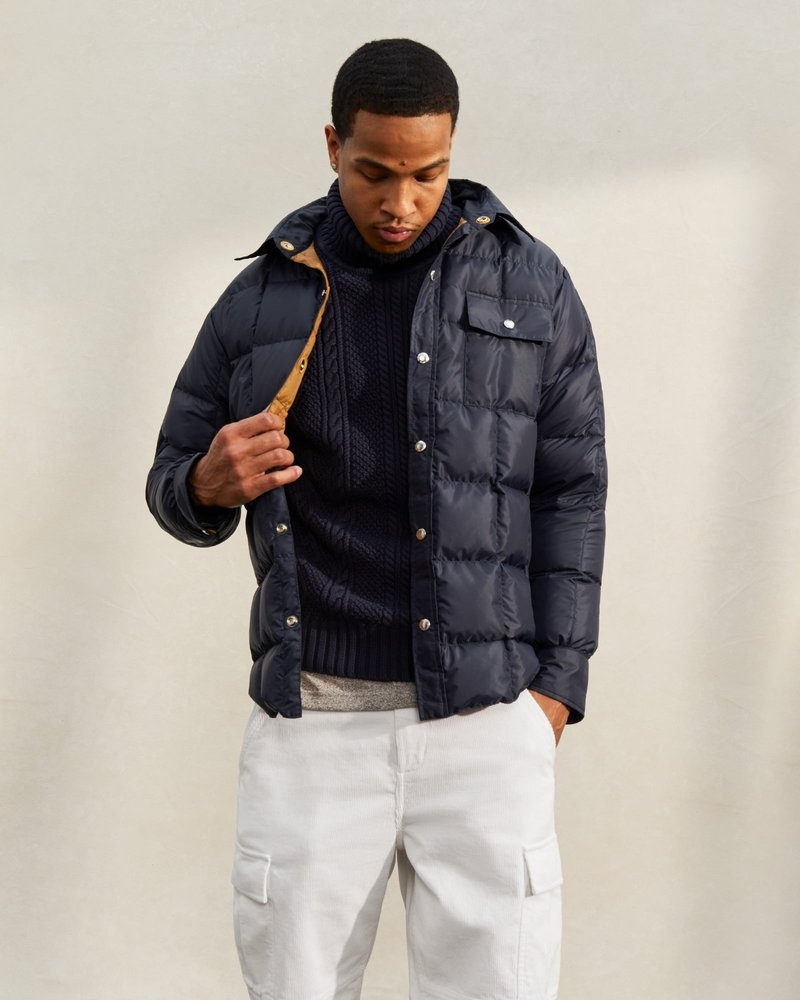 Navy OVO Crescent Down Works Down Shirt Outerwear | PN10-J4MQ