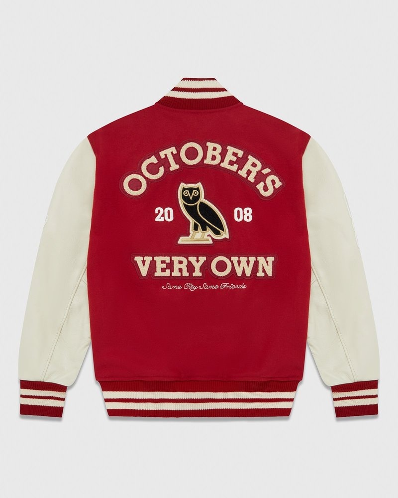 Red/Cream OVO Collegiate Jacket Outerwear | KY62-F7AB