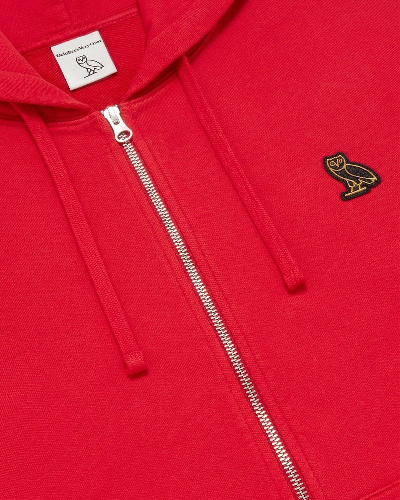 Red OVO Classic Full-Zip Hoodie Sweaters | WR86-B3EF