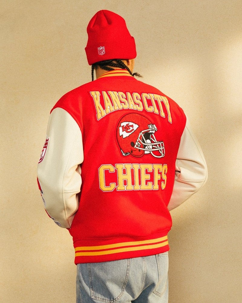 Red OVO NFL Kansas City Chiefs Varsity Jacket Outerwear | YY26-Y2LB