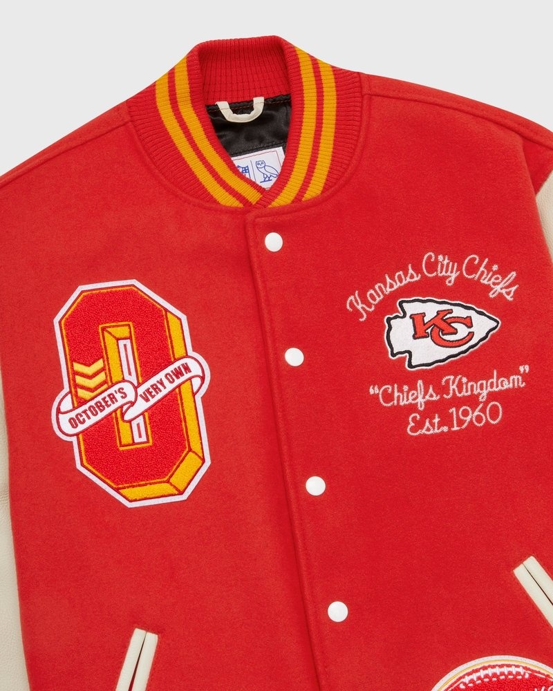 Red OVO NFL Kansas City Chiefs Varsity Jacket Outerwear | YY26-Y2LB