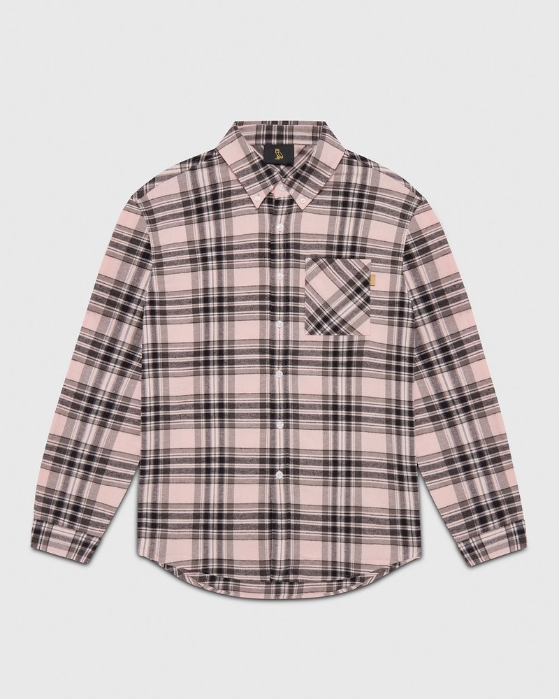 Salmon OVO Lightweight Plaid Flannel Shirt Tops | JE00-M4TA