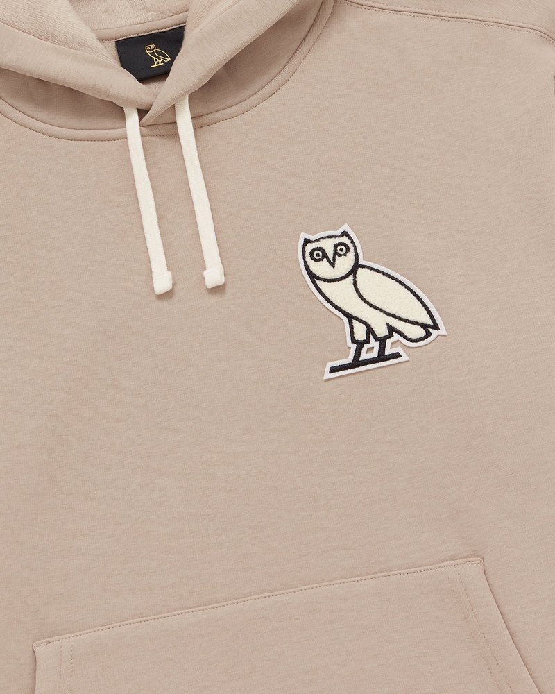 Sand OVO Mini OG Plush Hoodie Sweaters | FJ94-R1HS