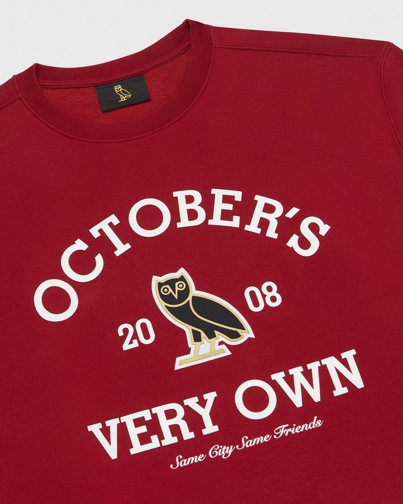 Scarlet OVO Collegiate Crewneck Sweaters | UD46-X8UZ