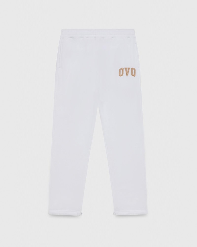 White OVO Arch Logo Open Hem Sweatpant Bottoms | CQ01-S7NP