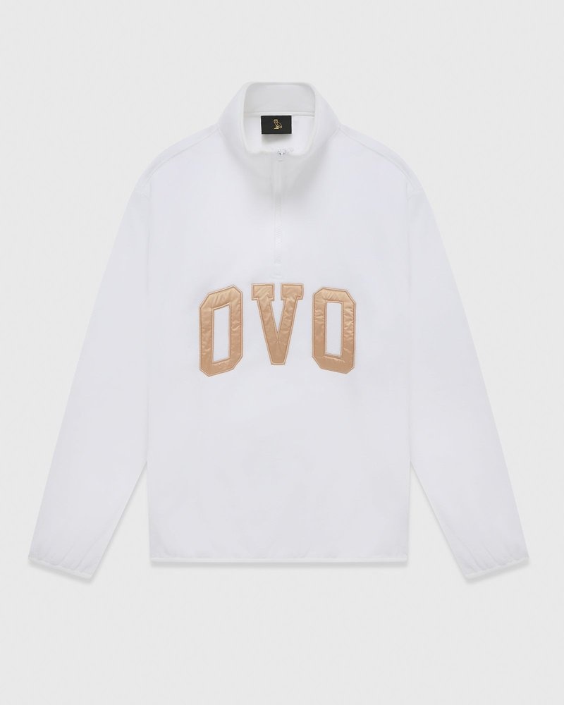 White OVO Arch Logo Quarter Zip Mockneck Sweatshirt Sweaters | EE99-C7GQ