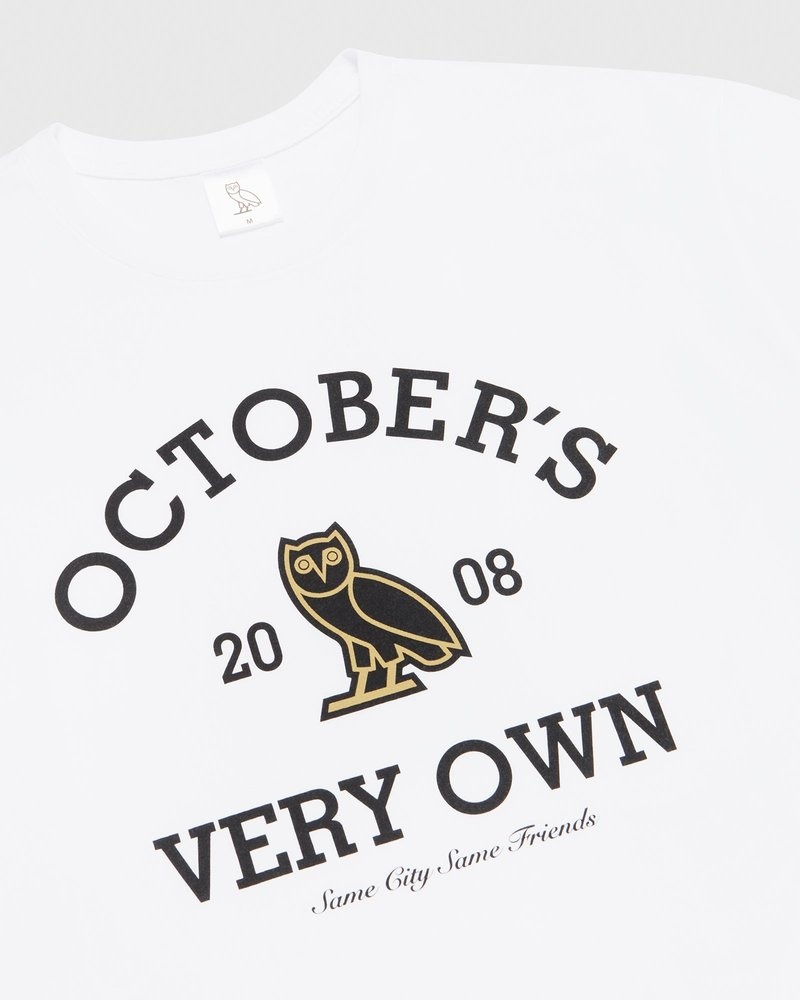 White OVO Collegiate Longsleeve T-Shirt T-Shirts | MV87-I2HU