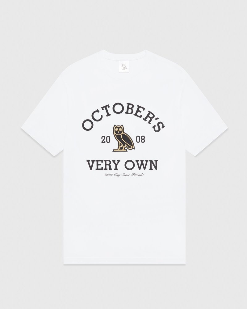 White OVO Collegiate T-Shirt T-Shirts | LS49-H5HT