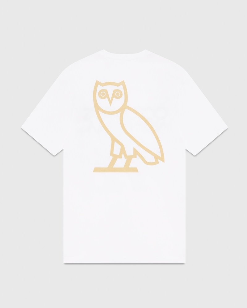 White OVO SSS Endzo The Mascot T-Shirt T-Shirts | TJ42-L5GK