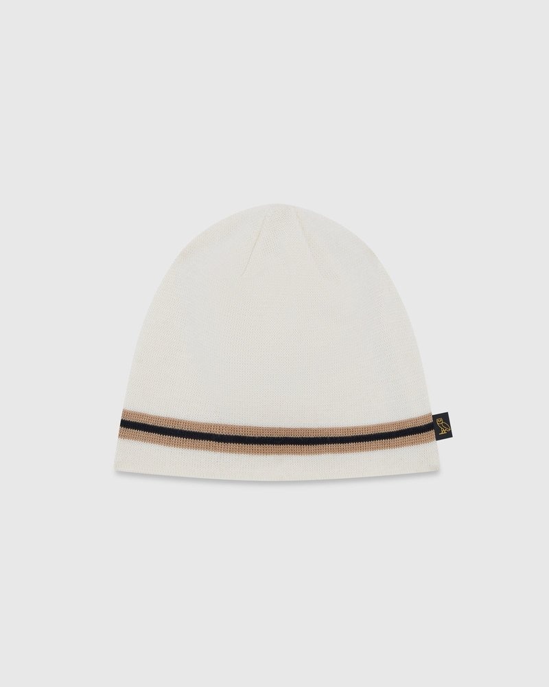 White OVO Striped Beanie Headwear | NC35-D9TO