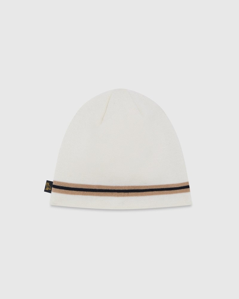 White OVO Striped Beanie Headwear | NC35-D9TO